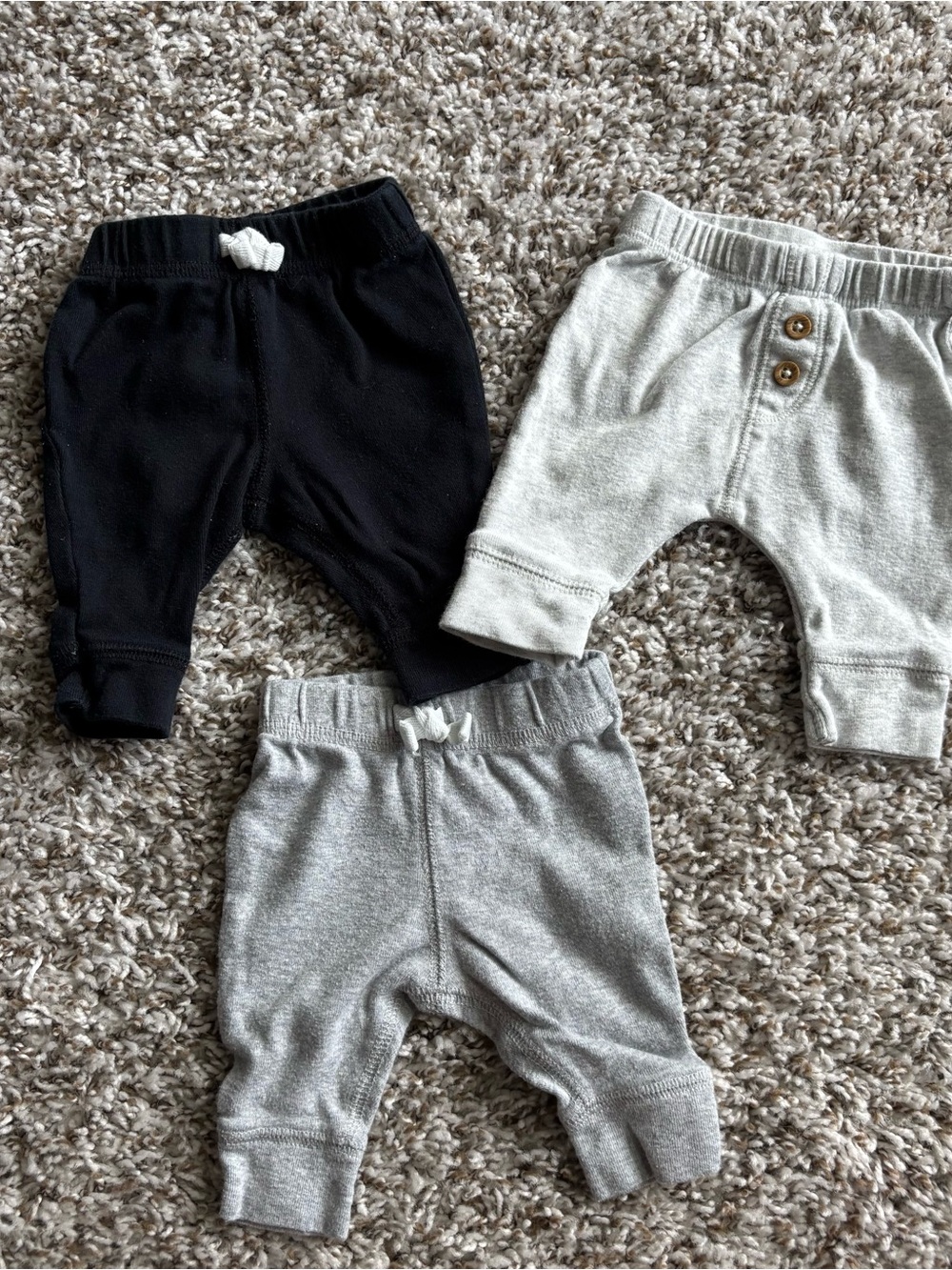 Carter's Baby Legging Trio in Black, Light Gray, and Heather Gray